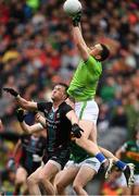 26 June 2022; Kerry goalkeeper Shane Ryan punches the ball clear under pressure from James Carr of Mayo during the GAA Football All-Ireland Senior Championship Quarter-Final match between Kerry and Mayo at Croke Park, Dublin. Photo by Ray McManus/Sportsfile