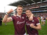 26 June 2022; Dylan McHugh, left, and Cathal Sweeney of Galway celebrate after the GAA Football All-Ireland Senior Championship Quarter-Final match between Armagh and Galway at Croke Park, Dublin. Photo by Ray McManus/Sportsfile