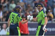 26 June 2022; Lorcan Tucker, left, and Harry Tector of Ireland during the LevelUp11 First Men's T20 International match between Ireland and India at Malahide Cricket Club in Dublin. Photo by Ramsey Cardy/Sportsfile