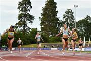 26 June 2022; Sophie Becker of Raheny Shamrock AC, Dublin, right, dips for the line to win the women's 400m, ahead of Phil Healy of Bandon AC, Cork, left, who finished second, during day two of the Irish Life Health National Senior Track and Field Championships 2022 at Morton Stadium in Dublin. Photo by Sam Barnes/Sportsfile
