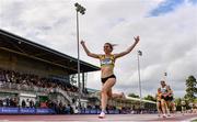 26 June 2022; Louise Shanahan of Leevale AC, Cork, celebrates winning the women's 800m during day two of the Irish Life Health National Senior Track and Field Championships 2022 at Morton Stadium in Dublin. Photo by Sam Barnes/Sportsfile
