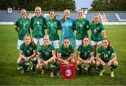 27 June 2022; The Republic of Ireland team, back row, from left, Diane Caldwell, Louise Quinn, Niamh Fahey, Courtney Brosnan, Megan Connolly, Ruesha Littlejohn and front row, from left, Amber Barrett, Denise O'Sullivan, Katie McCabe, Jessica Ziu and Heather Payne before the FIFA Women's World Cup 2023 Qualifier match between Georgia and Republic of Ireland at Tengiz Burjanadze Stadium in Gori, Georgia. Photo by Stephen McCarthy/Sportsfile