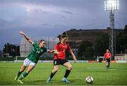 27 June 2022; Natia Danelia of Georgia in action against Heather Payne of Republic of Ireland during the FIFA Women's World Cup 2023 Qualifier match between Georgia and Republic of Ireland at Tengiz Burjanadze Stadium in Gori, Georgia. Photo by Stephen McCarthy/Sportsfile