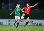 27 June 2022; Khatia Tchkonia of Georgia in action against Louise Quinn of Republic of Ireland during the FIFA Women's World Cup 2023 Qualifier match between Georgia and Republic of Ireland at Tengiz Burjanadze Stadium in Gori, Georgia. Photo by Stephen McCarthy/Sportsfile