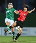 27 June 2022; Louise Quinn of Republic of Ireland in action against Khatia Tchkonia of Georgia during the FIFA Women's World Cup 2023 Qualifier match between Georgia and Republic of Ireland at Tengiz Burjanadze Stadium in Gori, Georgia. Photo by Stephen McCarthy/Sportsfile