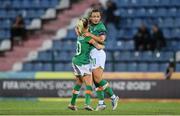 27 June 2022; Katie McCabe of Republic of Ireland, right, celebrates with team mate Denise O'Sullivan after scoring their side's fourth goal during the FIFA Women's World Cup 2023 Qualifier match between Georgia and Republic of Ireland at Tengiz Burjanadze Stadium in Gori, Georgia. Photo by Stephen McCarthy/Sportsfile