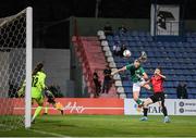 27 June 2022; Louise Quinn of Republic of Ireland heads to score her side's fifth goal during the FIFA Women's World Cup 2023 Qualifier match between Georgia and Republic of Ireland at Tengiz Burjanadze Stadium in Gori, Georgia. Photo by Stephen McCarthy/Sportsfile
