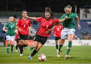 27 June 2022; Natia Danelia of Georgia in action against Louise Quinn of Republic of Ireland during the FIFA Women's World Cup 2023 Qualifier match between Georgia and Republic of Ireland at Tengiz Burjanadze Stadium in Gori, Georgia. Photo by Stephen McCarthy/Sportsfile