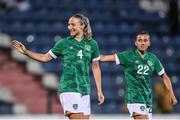 27 June 2022; Louise Quinn of Republic of Ireland, left, celebrates with team mate Abbie Larkin after scoring her side's sixth goal during the FIFA Women's World Cup 2023 Qualifier match between Georgia and Republic of Ireland at Tengiz Burjanadze Stadium in Gori, Georgia. Photo by Stephen McCarthy/Sportsfile