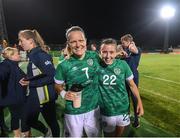 27 June 2022; Abbie Larkin, right, and Diane Caldwell of Republic of Ireland celebrate after the FIFA Women's World Cup 2023 Qualifier match between Georgia and Republic of Ireland at Tengiz Burjanadze Stadium in Gori, Georgia. Photo by Stephen McCarthy/Sportsfile