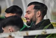 27 June 2022; Richie Towell of Shamrock Rovers in the dugout before the SSE Airtricity League Premier Division match between St Patrick's Athletic and Shamrock Rovers at Richmond Park in Dublin. Photo by Piaras Ó Mídheach/Sportsfile