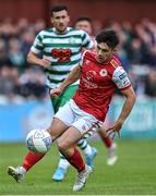 27 June 2022; Adam O'Reilly of St Patrick's Athletic gets away from Aaron Greene of Shamrock Rovers during the SSE Airtricity League Premier Division match between St Patrick's Athletic and Shamrock Rovers at Richmond Park in Dublin. Photo by Piaras Ó Mídheach/Sportsfile