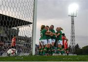 27 June 2022; Niamh Fahey of Republic of Ireland, second from left, celebrates with team mates after scoring their side's second goal during the FIFA Women's World Cup 2023 Qualifier match between Georgia and Republic of Ireland at Tengiz Burjanadze Stadium in Gori, Georgia. Photo by Stephen McCarthy/Sportsfile