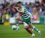 27 June 2022; Andy Lyons of Shamrock Rovers controls the ball during the SSE Airtricity League Premier Division match between St Patrick's Athletic and Shamrock Rovers at Richmond Park in Dublin. Photo by George Tewkesbury/Sportsfile