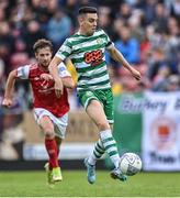 27 June 2022; Gary O'Neill of Shamrock Rovers in action against Billy King of St Patrick's Athletic during the SSE Airtricity League Premier Division match between St Patrick's Athletic and Shamrock Rovers at Richmond Park in Dublin. Photo by Piaras Ó Mídheach/Sportsfile