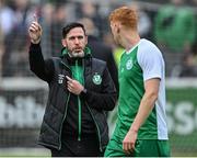27 June 2022; Shamrock Rovers manager Stephen Bradley with Rory Gaffney of Shamrock Rovers before the SSE Airtricity League Premier Division match between St Patrick's Athletic and Shamrock Rovers at Richmond Park in Dublin. Photo by Piaras Ó Mídheach/Sportsfile