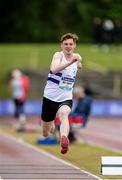 26 June 2022; Eoghan Mcgrath of Celbridge AC, Kildare, competing in the men's long jump during day two of the Irish Life Health National Senior Track and Field Championships 2022 at Morton Stadium in Dublin. Photo by George Tewkesbury/Sportsfile