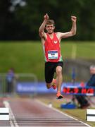 26 June 2022; Joshua Knox of City of Lisburn AC, Antrim, competing in the men's long jump during day two of the Irish Life Health National Senior Track and Field Championships 2022 at Morton Stadium in Dublin. Photo by George Tewkesbury/Sportsfile