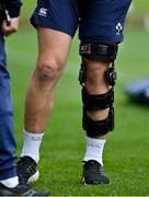 28 June 2022; A brace on the leg of Iain Henderson during Ireland rugby squad training at North Harbour Stadium in Auckland, New Zealand. Photo by Brendan Moran/Sportsfile