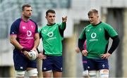 28 June 2022; Ireland players, from left, Tadhg Beirne, James Hume and Gavin Coombes  during rugby squad training at North Harbour Stadium in Auckland, New Zealand. Photo by Brendan Moran/Sportsfile