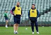 28 June 2022; Head coach Andy Farrell, left, and national scrum coach John Fogarty during Ireland rugby squad training at North Harbour Stadium in Auckland, New Zealand. Photo by Brendan Moran/Sportsfile