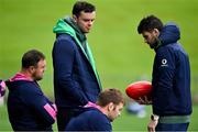28 June 2022; Ireland players, from left, Rob Herring, James Ryan, Iain Henderson and Harry Byrne sit out rugby squad training at North Harbour Stadium in Auckland, New Zealand. Photo by Brendan Moran/Sportsfile