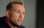 28 June 2022; Kieran Treadwell during a media conference after Ireland rugby squad training at North Harbour Stadium in Auckland, New Zealand. Photo by Brendan Moran/Sportsfile