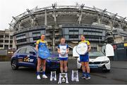28 June 2022; ZuCar are the new title sponsors of the All-Ireland Ladies Minor Football Championships. This announcement extends the partnership between the Ladies Gaelic Football Association and ZuCar, who are the LGFA’s official Performance Partner and Gaelic4Teens sponsors. In attendance at Croke Park to mark the announcement are, from left, Dublin footballer Niamh Hetherton, Antrim captain and ZuCar #Gaelic4Teens ambassador, Cathy Carey, and Wicklow player and ZuCar #Gaelic4Teens ambassador Jackie Kinch. Photo by Ramsey Cardy/Sportsfile