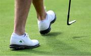 28 June 2022; A detailed view of the golf shoes worn by Irish golfer Shane Lowry during a practice round in advance of the Horizon Irish Open Golf Championship at Mount Juliet Golf Club in Thomastown, Kilkenny. Photo by Eóin Noonan/Sportsfile