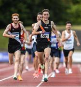 26 June 2022; Cathal Doyle of Clonliffe Harriers AC, Dublin, on his way to winning the men's 1500m during day two of the Irish Life Health National Senior Track and Field Championships 2022 at Morton Stadium in Dublin. Photo by George Tewkesbury/Sportsfile