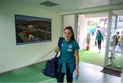 27 June 2022; Jess Ziu of Republic of Ireland arrives for the FIFA Women's World Cup 2023 Qualifier match between Georgia and Republic of Ireland at Tengiz Burjanadze Stadium in Gori, Georgia. Photo by Stephen McCarthy/Sportsfile