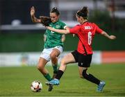 27 June 2022; Jessica Ziu of Republic of Ireland in action against Natia Danelia of Georgia during the FIFA Women's World Cup 2023 Qualifier match between Georgia and Republic of Ireland at Tengiz Burjanadze Stadium in Gori, Georgia. Photo by Stephen McCarthy/Sportsfile