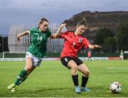 27 June 2022; Natia Danelia of Georgia in action against Heather Payne of Republic of Ireland during the FIFA Women's World Cup 2023 Qualifier match between Georgia and Republic of Ireland at Tengiz Burjanadze Stadium in Gori, Georgia. Photo by Stephen McCarthy/Sportsfile