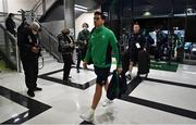 29 June 2022; Joey Carbery of Ireland arrives for the match between the Maori All Blacks and Ireland at the FMG Stadium in Hamilton, New Zealand. Photo by Brendan Moran/Sportsfile