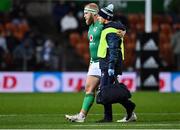 29 June 2022; Jeremy Loughman of Ireland leaves the pitch in the opening minute, as he is is substituted to receive medical attention for an injury, during the match between the Maori All Blacks and Ireland at the FMG Stadium in Hamilton, New Zealand. Photo by Brendan Moran/Sportsfile