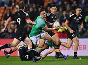 29 June 2022; James Hume of Ireland is tackled by Josh Dickson of Maori All Blacks during the match between the Maori All Blacks and Ireland at the FMG Stadium in Hamilton, New Zealand. Photo by Brendan Moran/Sportsfile