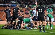 29 June 2022; Referee Wayne Barnes signals for Ireland's second try scored by Gavin Coombes of Ireland, not pictured, during the match between the Maori All Blacks and Ireland at the FMG Stadium in Hamilton, New Zealand. Photo by Brendan Moran/Sportsfile