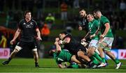 29 June 2022; Cian Healy of Ireland tackles Tamaiti Williams of Maori All Blacks from which he sustained a leg injury during the match between the Maori All Blacks and Ireland at the FMG Stadium in Hamilton, New Zealand. Photo by Brendan Moran/Sportsfile