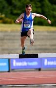 25 June 2022; Fergus O'Brien of Waterford AC, Waterford, competing in the men's 3000m steeplechase during day one of the Irish Life Health National Senior Track and Field Championships 2022 at Morton Stadium in Dublin. Photo by Ramsey Cardy/Sportsfile