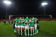 29 June 2022; Ireland players huddle after the match between the Maori All Blacks and Ireland at the FMG Stadium in Hamilton, New Zealand. Photo by Brendan Moran/Sportsfile