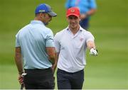 29 June 2022; Olympian and Ireland rugby player Greg O'Shea, right, with former Leinster and Ireland rugby player Rob Kearney on the sixth green during the Horizon Irish Open Golf Championship Pro-Am at Mount Juliet Golf Club in Thomastown, Kilkenny. Photo by Eóin Noonan/Sportsfile