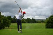 29 June 2022; Olympian and Ireland rugby player Greg O'Shea watches his drive from the eighth tee box during the Horizon Irish Open Golf Championship Pro-Am at Mount Juliet Golf Club in Thomastown, Kilkenny. Photo by Eóin Noonan/Sportsfile