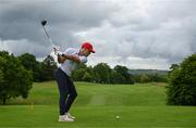 29 June 2022; Olympian and Ireland rugby player Greg O'Shea takes his tee shot on eighth during the Horizon Irish Open Golf Championship Pro-Am at Mount Juliet Golf Club in Thomastown, Kilkenny. Photo by Eóin Noonan/Sportsfile