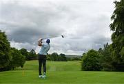 29 June 2022; Former Leinster and Ireland rugby player Rob Kearney watches his tee shot on eighth during the Horizon Irish Open Golf Championship Pro-Am at Mount Juliet Golf Club in Thomastown, Kilkenny. Photo by Eóin Noonan/Sportsfile