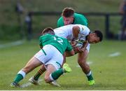29 June 2022; Duran Koevort of South Africa is tackled by Daniel Hawkshaw and Aitzol King of Ireland during the Six Nations U20 summer series match between Ireland and South Africa at Payanini Centre in Verona, Italy. Photo by Roberto Bregani/Sportsfile
