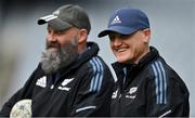 30 June 2022; Assistant coach Joe Schmidt, right, and skills coach Andrew Strawbridge during New Zealand rugby squad training at Eden Park in Auckland, New Zealand. Photo by Brendan Moran/Sportsfile