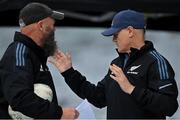 30 June 2022; Assistant coach Joe Schmidt, right, and skills coach Andrew Strawbridge during New Zealand rugby squad training at Eden Park in Auckland, New Zealand. Photo by Brendan Moran/Sportsfile