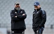 30 June 2022; Skills coach Andrew Strawbridge, left, and asistant coach Joe Schmidt  during New Zealand rugby squad training at Eden Park in Auckland, New Zealand. Photo by Brendan Moran/Sportsfile