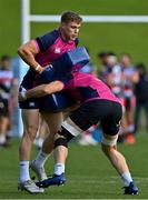 30 June 2022; Garry Ringrose, left, and Caelan Doris during Ireland rugby squad training at North Harbour Stadium in Auckland, New Zealand. Photo by Brendan Moran/Sportsfile