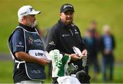 30 June 2022; Shane Lowry of Ireland, right, in conversation with his caddie Brian Martin on the 12th fairway during day one of the Horizon Irish Open Golf Championship at Mount Juliet Golf Club in Thomastown, Kilkenny. Photo by Eóin Noonan/Sportsfile